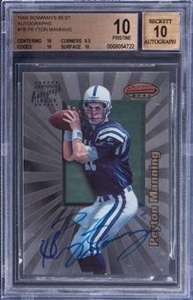 1998 Bowmans Best Autographs #7B Peyton Manning Signed Rookie Card - BGS PRISTINE 10/BGS 10